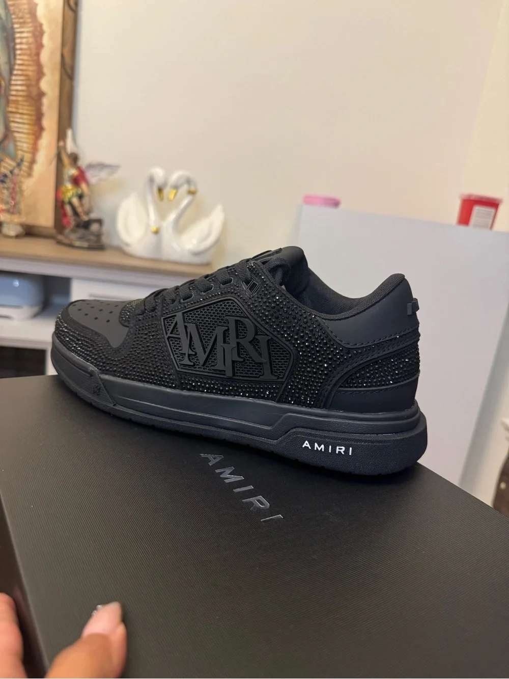 AMIRI Men's Black Crystal-Embellished Low-Top Sneakers